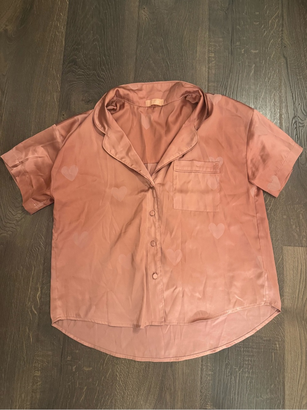 Nuuds Pink Short Sleeve Button-Up Sleep Top